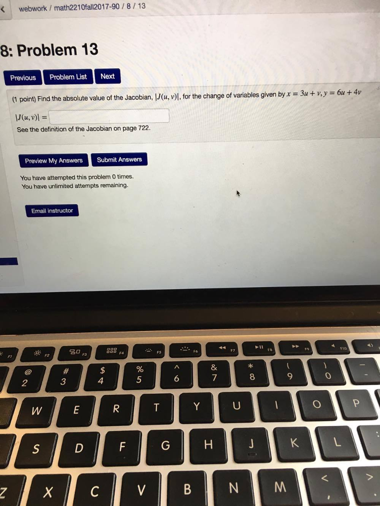 Solved webwork / math2210fall2017-90/8/13 8: Problem 13 | Chegg.com