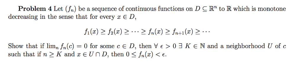 Solved Problem 4 Let (f) be a sequence of continuous | Chegg.com