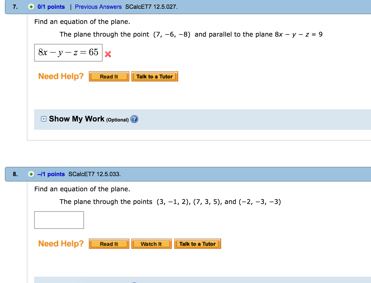 Solved Find An Equation Of The Plane The Plane Through The 3293