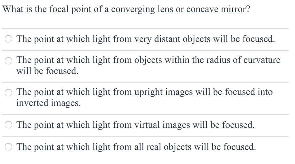 Why Is A Convex Lens Useful For Starting Fires Solved: What Is The Focal Point Of A Converging Lens Or Co... | Chegg.com