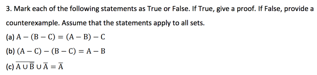 Solved 3. Mark each of the following statements as True or | Chegg.com