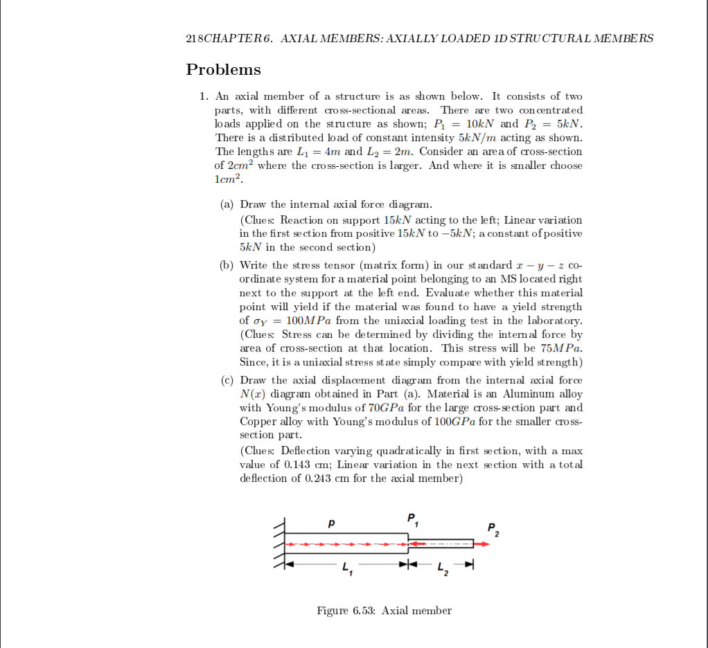 Solved 218CHAPTER6. AXIAL MEMBERS: AXIALLY LOADED 1D | Chegg.com