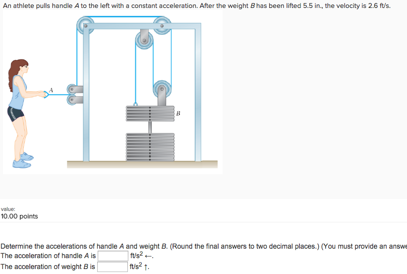 Solved An Athlete Pulls Handle A To The Left With A Constant | Chegg.com