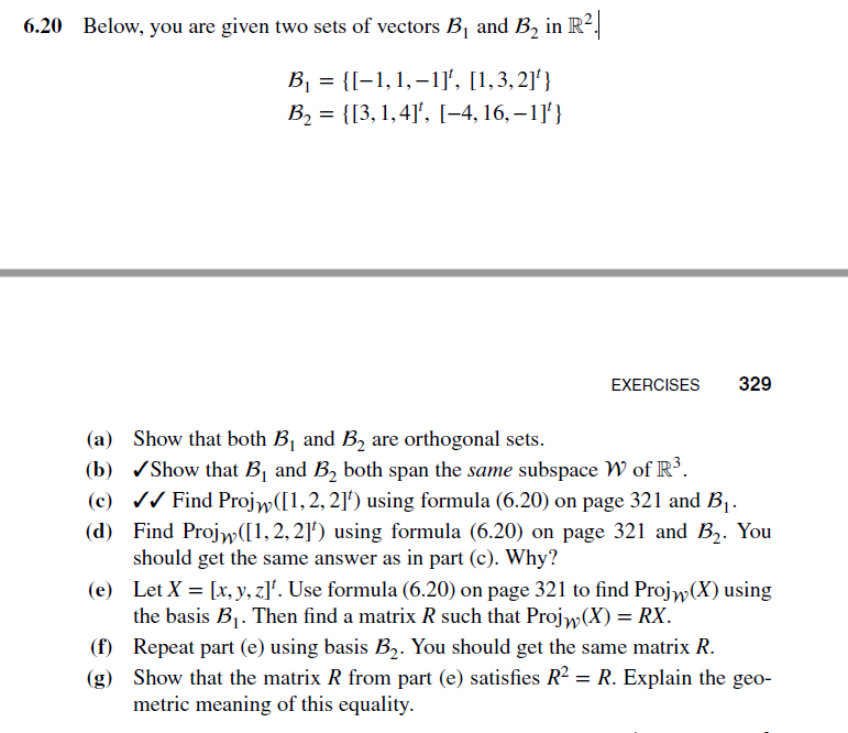 Solved 6.20 Below, You Are Given Two Sets Of Vectors Bi And | Chegg.com