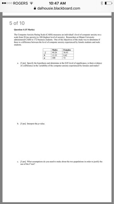 Solved The Computer Anxiety Rating Scale (CARS) measures an | Chegg.com