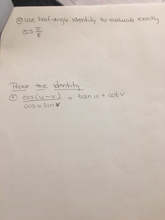 Solved Use halfangle identity to evaluate exactly cos pi/8