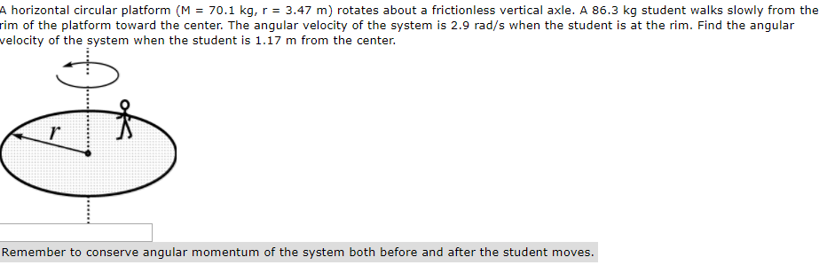 Solved A Horizontal Circular Platform (m = 70.1 Kg, R 3.47 