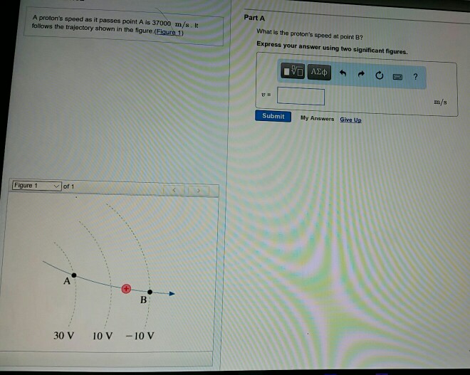 solved-a-proton-s-speed-as-it-passes-point-a-is-37000-m-s-chegg