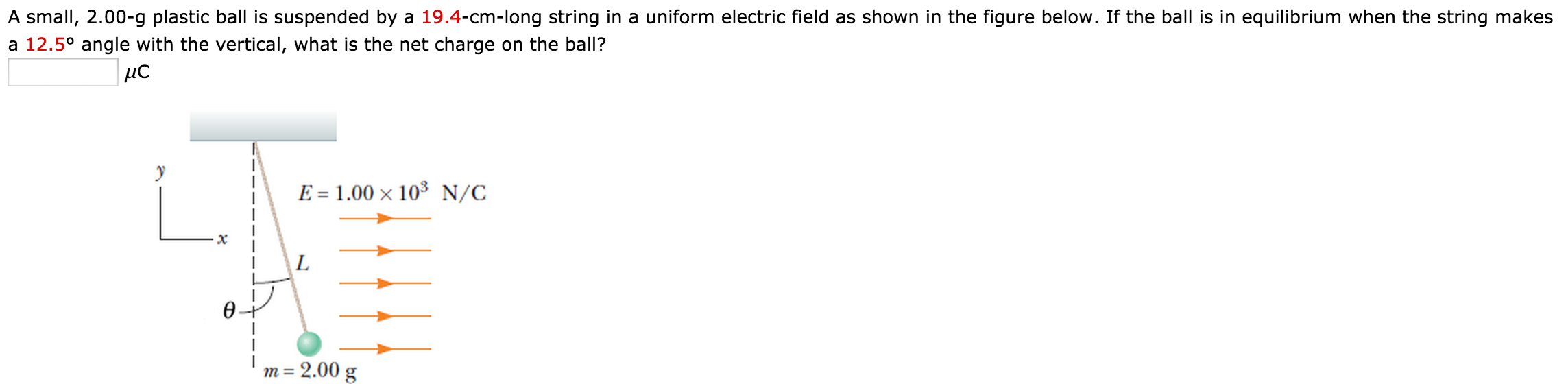 Solved A small, 2.00g plastic ball is suspended by a