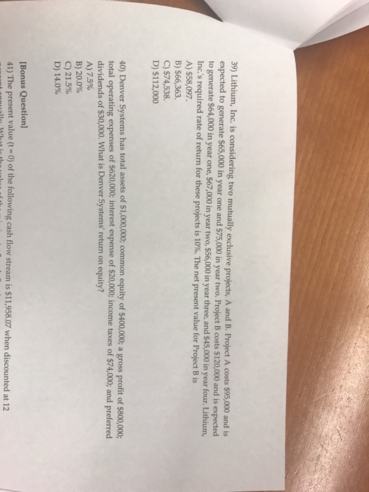 Solved Lithium, Inc. Is Considering Two Mutually Exclusive | Chegg.com