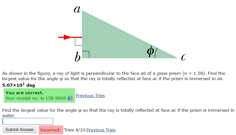 Solved As shown in the figure, a ray of light is | Chegg.com