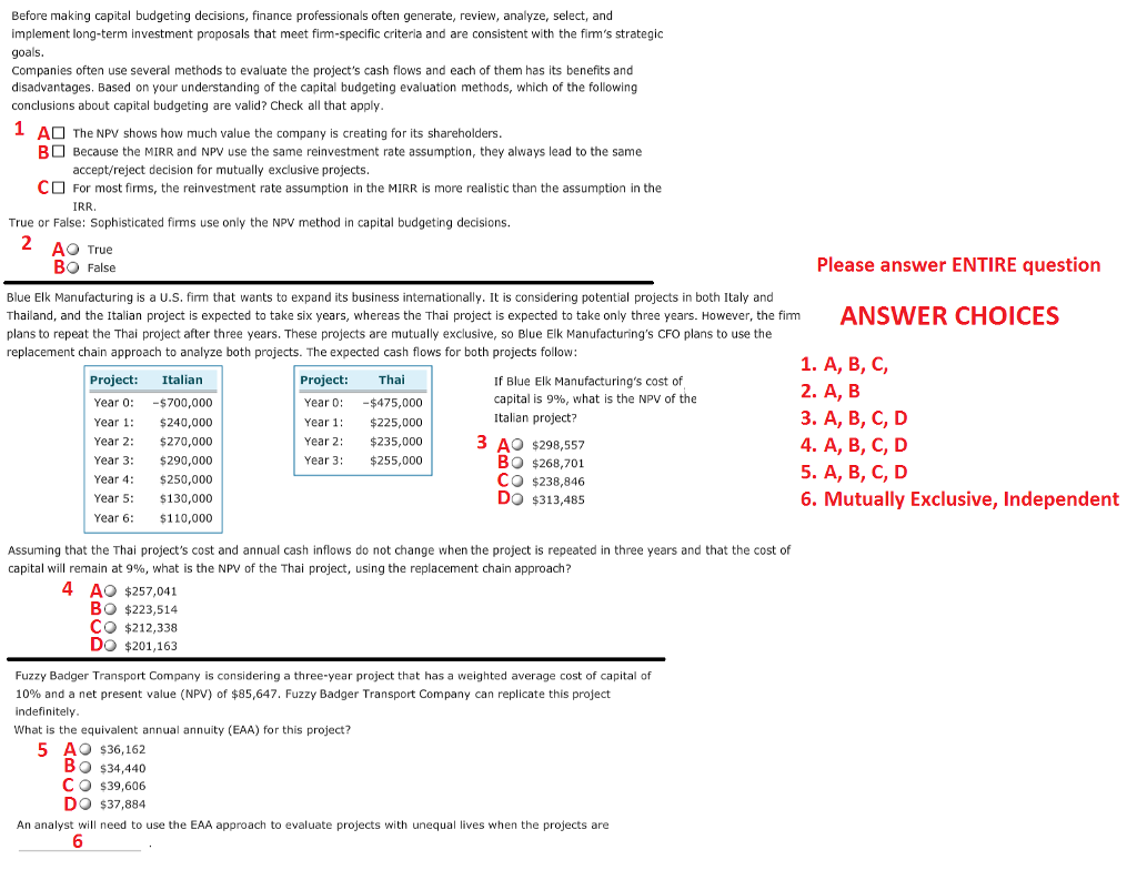 capital budgeting decisions