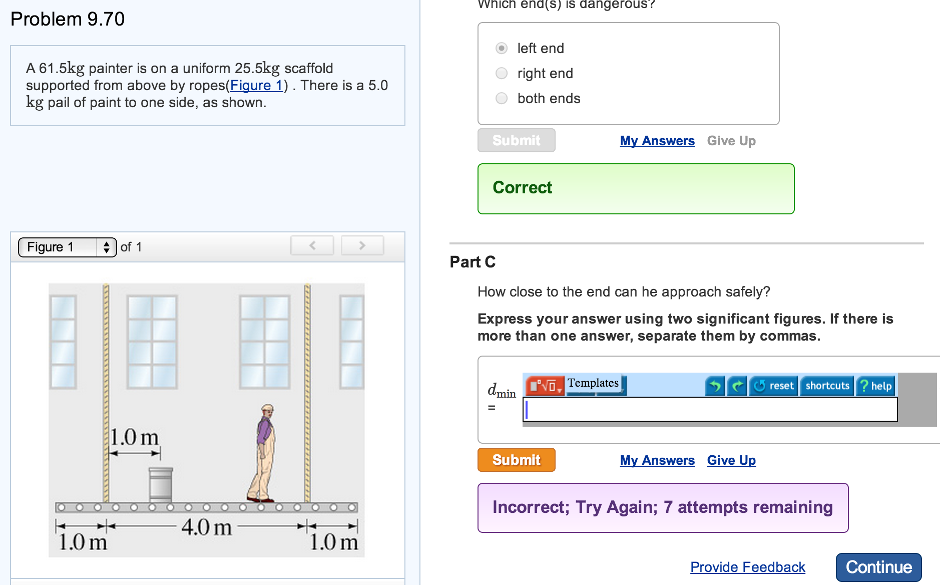 Solved Problem 9.70 A 61.5kg painter is on a uniform 25.5kg | Chegg.com