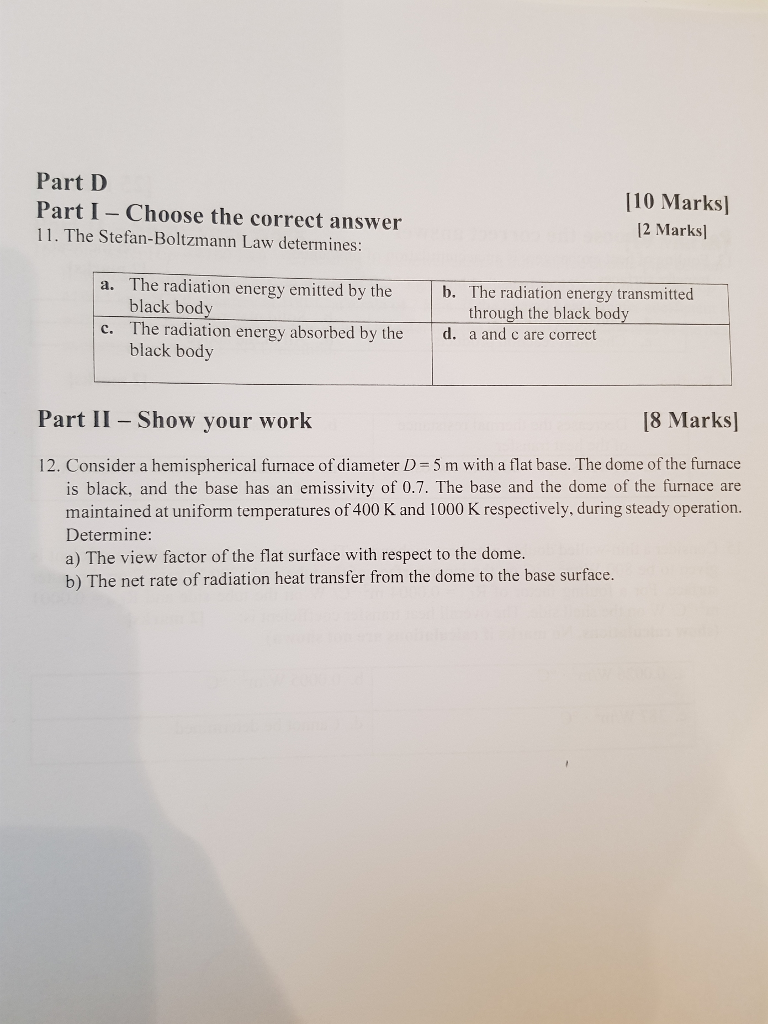 Solved Part D Part I- Choose the correct answer 11. The | Chegg.com