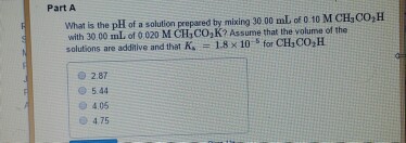 Solved What is the pH of a solution prepared by mixing 30.00 | Chegg.com