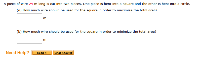 Solved A piece of wire 24 m long is cut into two pieces. | Chegg.com