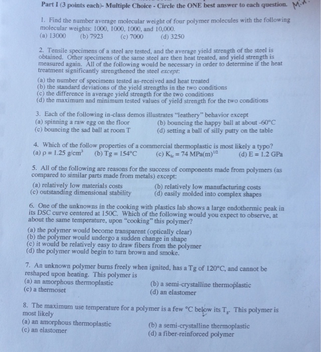 Solved Find the number average molecular weight of four