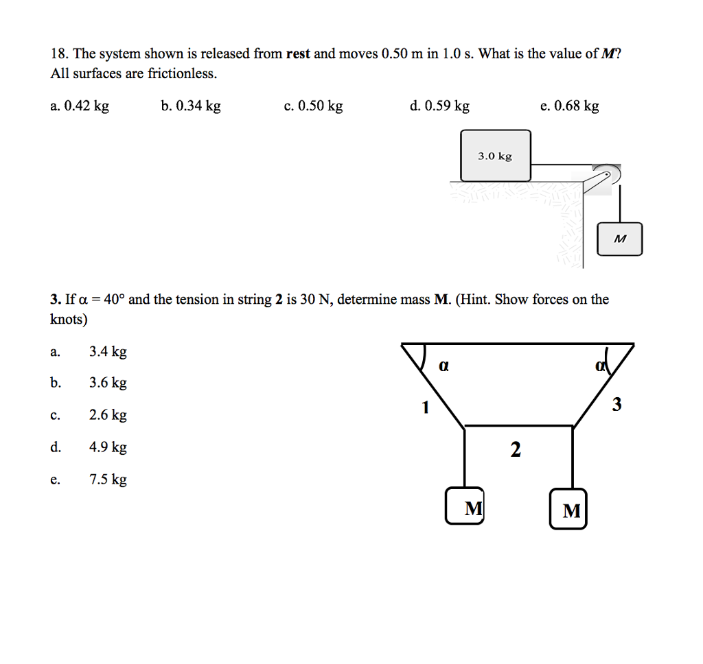Solved 18. The system shown is released from rest and moves | Chegg.com