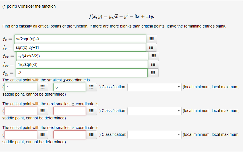 Solved 1 Point Conside Find And Classify All Critical 4634