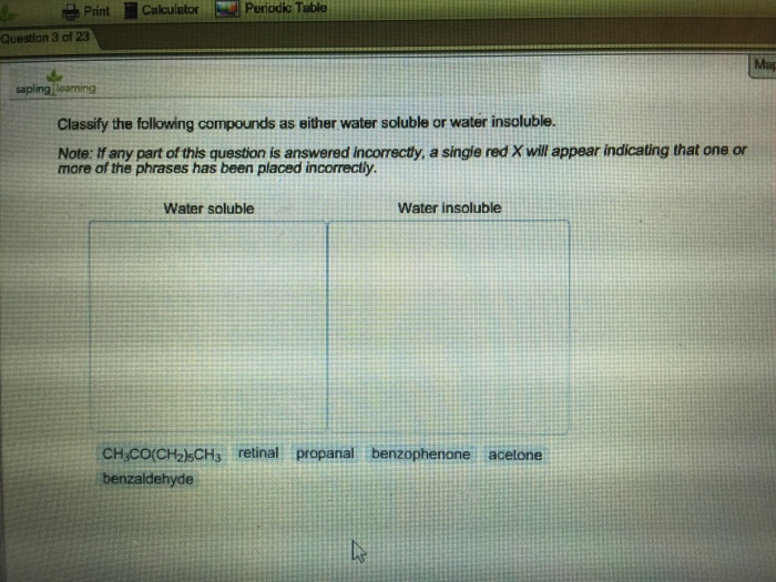 Solved Classify the following compounds as either water | Chegg.com