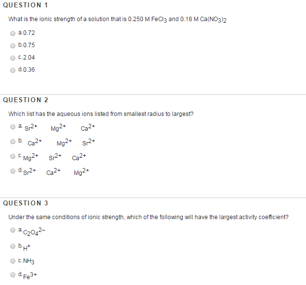 Solved 1) What is the ionic strength of a solution that is
