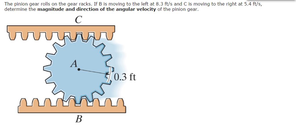 Solved The pinion gear rolls on the gear racks. If B is | Chegg.com