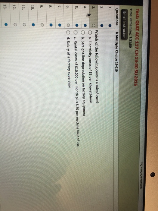 Solved Which of the following costs is a mixed cost?