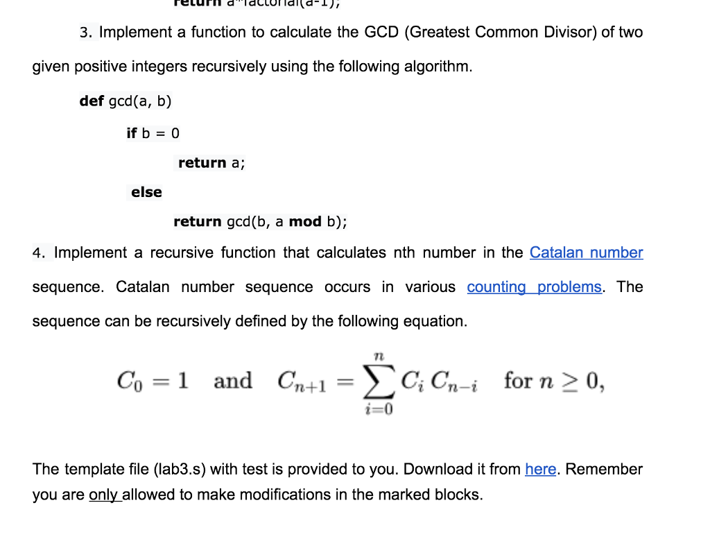 Solved 3. Implement a function to calculate the GCD | Chegg.com