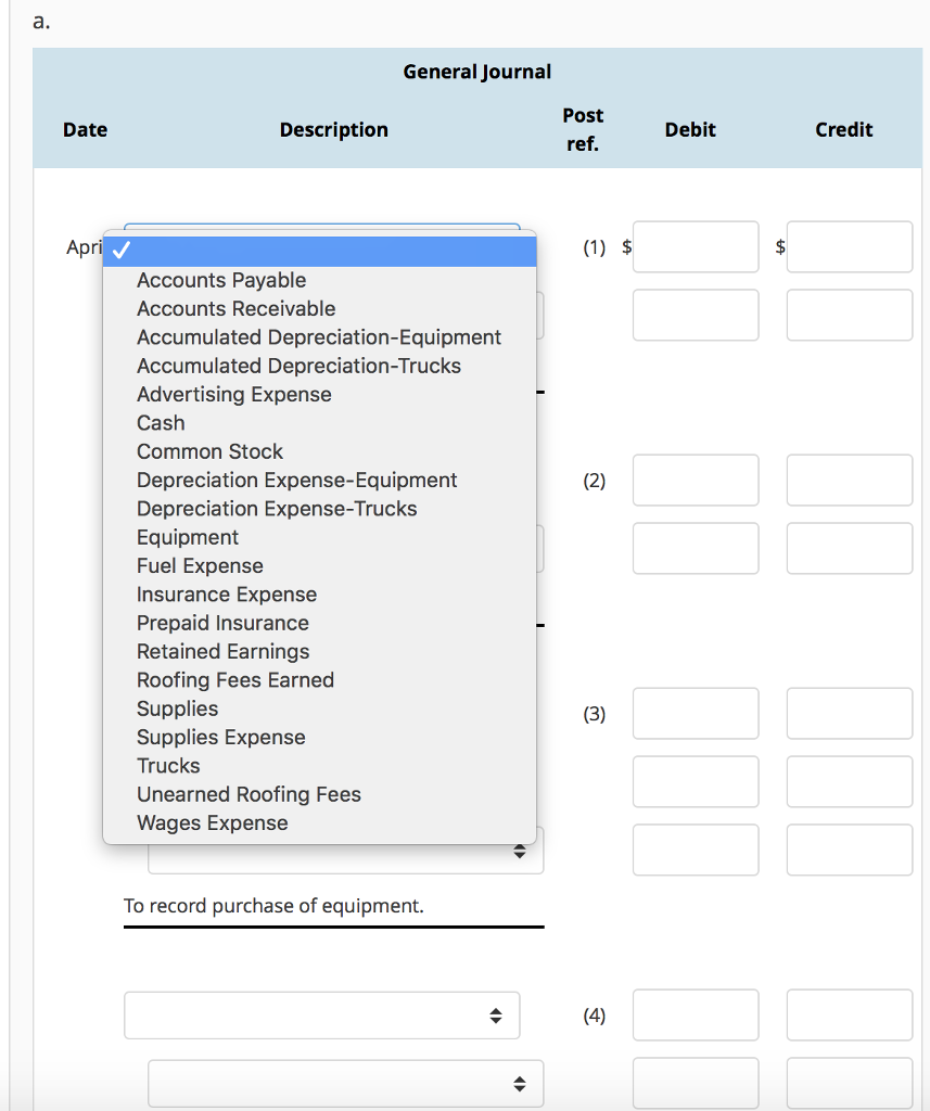 Solved General Journal Post ref, Date Description Debit