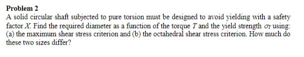 Solved Problem 2 A solid circular shaft subjected to pure | Chegg.com