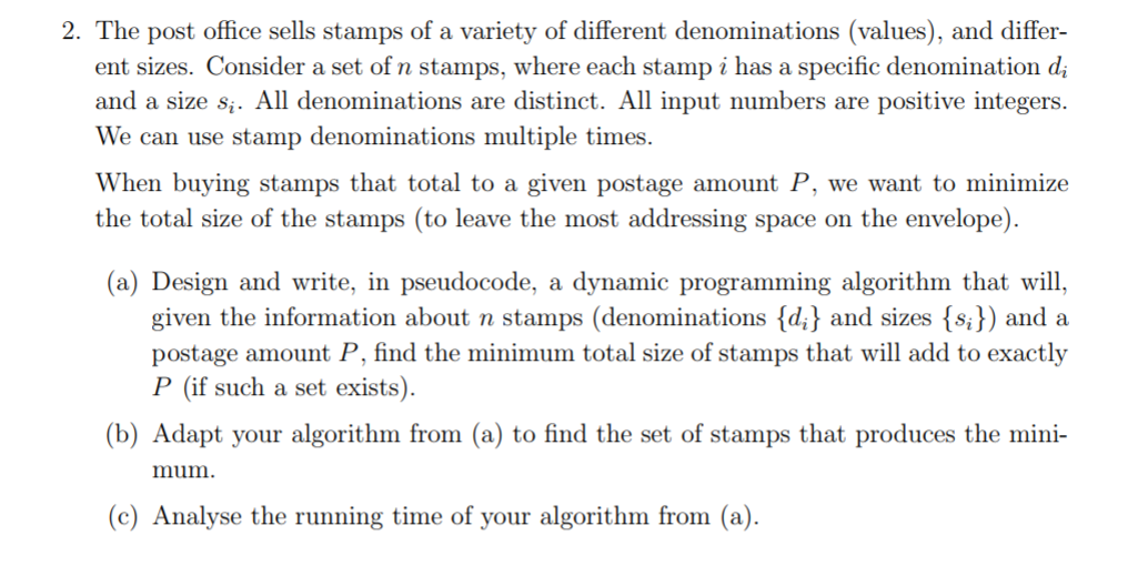 Solved 2. The post office sells stamps of a variety of
