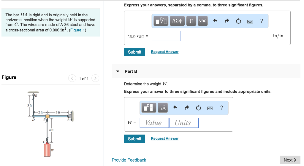 Solved If the weight causes B to displace downward 0.025 | Chegg.com