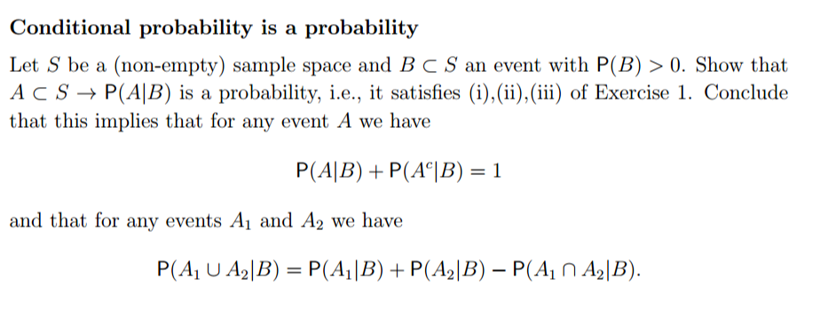 Solved Conditional Probability Is A Probability Let S Be A | Chegg.com