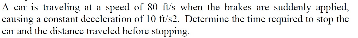 Solved Determine the time required to stop the car and the | Chegg.com