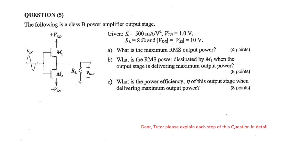 Solved The Following Is A Class B Power Amplifier Output | Chegg.com