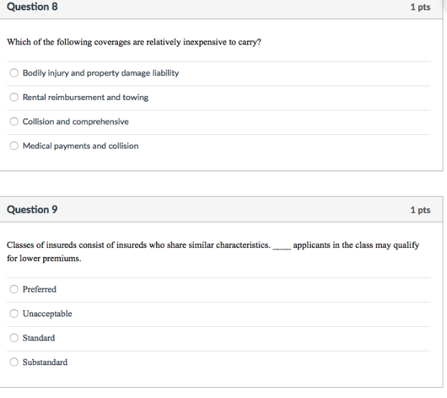 Solved Question 4 Your understanding of insurance policy | Chegg.com