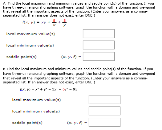Solved A. Find the local maximum and minimum values and | Chegg.com