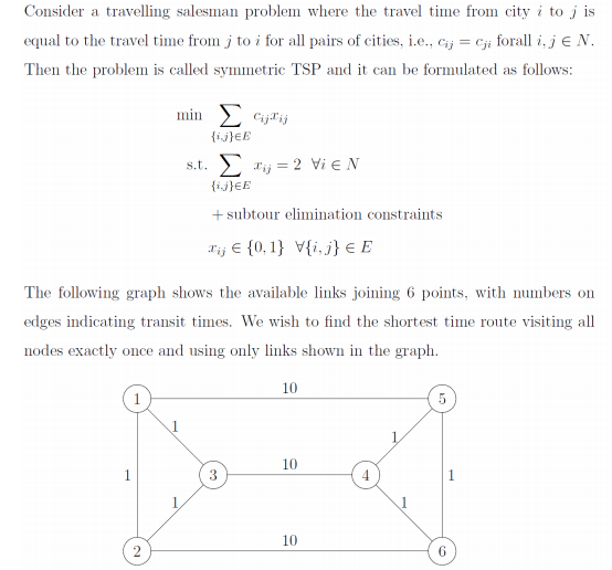 Consider a travelling salesman problem where the | Chegg.com