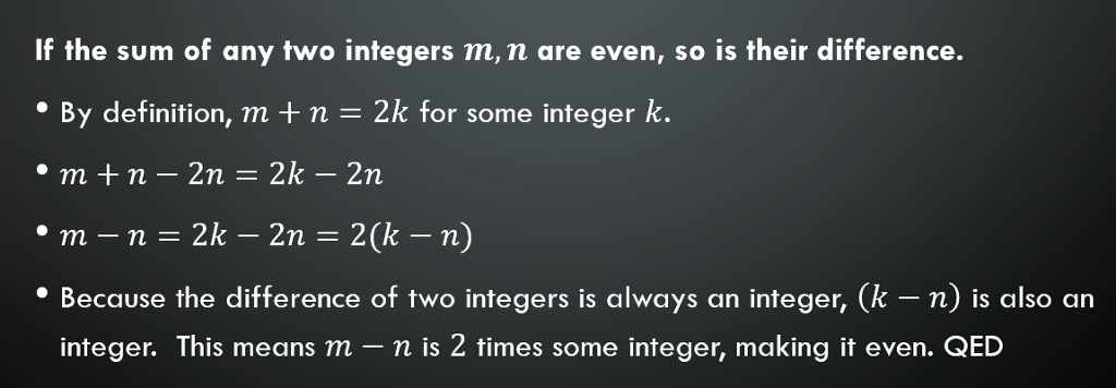 Solved If the sum of any two integers m, n are even, so is | Chegg.com