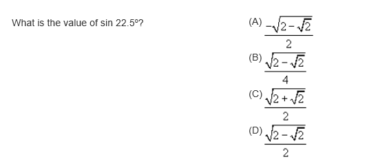 solved-what-is-the-value-of-sin-22-5-degree-squraeroot-2-chegg