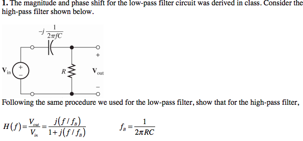 Solved The magnitude and phase shift for the low-pass filter | Chegg.com