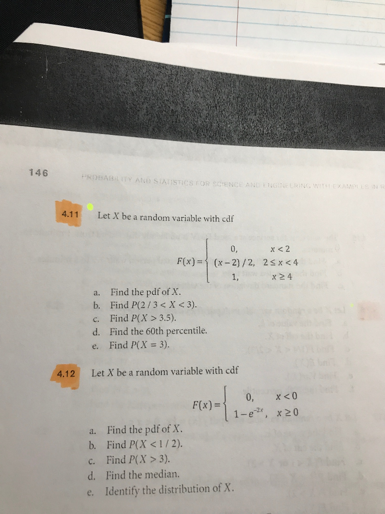 Solved 146 4.11 Let X be a random variable with cdf 0, | Chegg.com