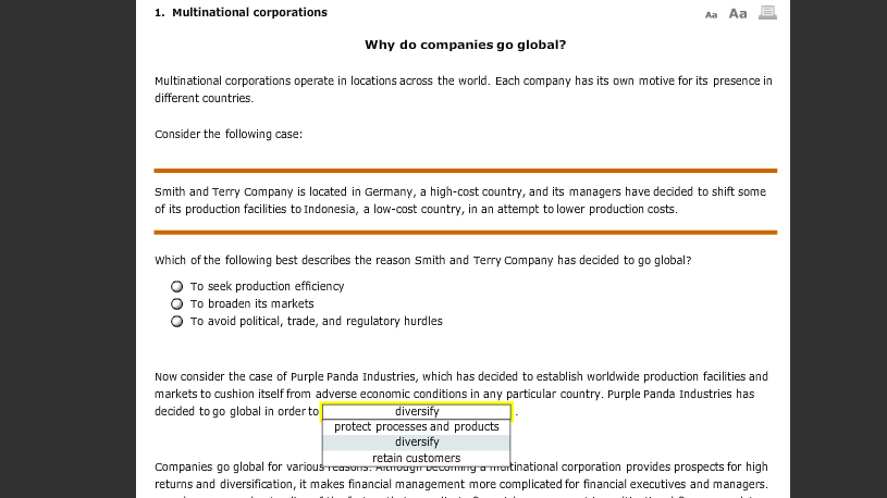 solved 1 multinational corporations aaaa旦 why do companies chegg com