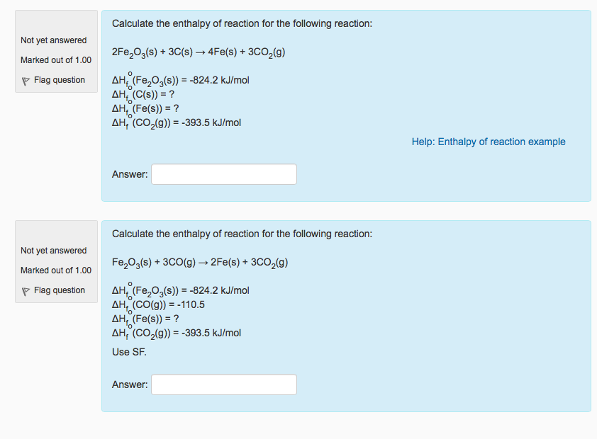 calculate the enthalpy of the following reaction