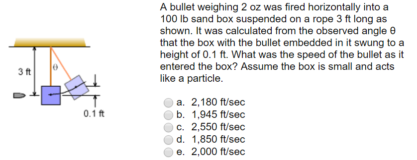 Solved A Bullet Weighing 2 Oz Was Fired Horizontally Into Chegg