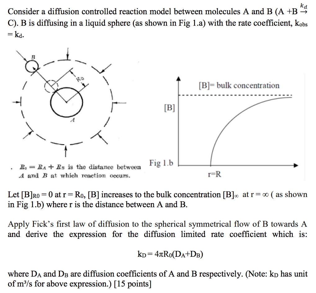 Consider A Diffusion Controlled Reaction Model | Chegg.com