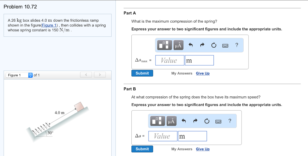 Solved a) What is the maximum compression of the spring? b)