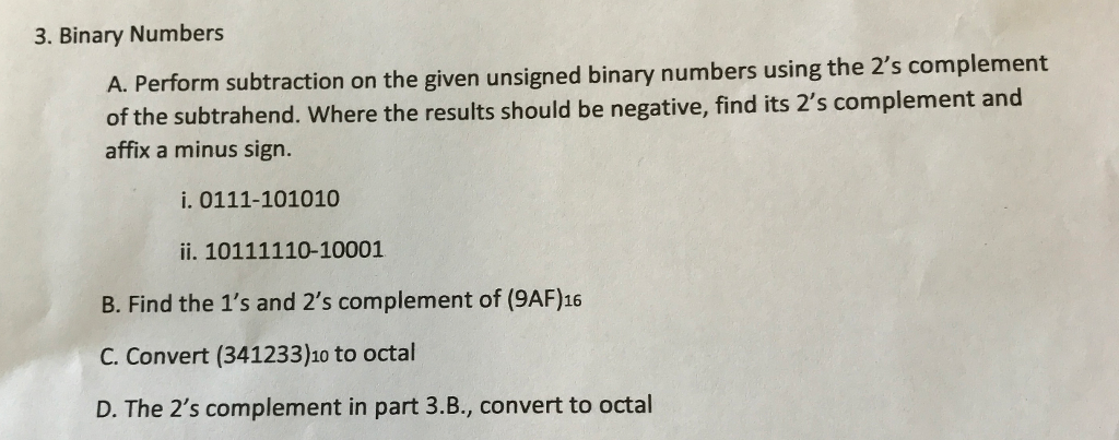 solved-binary-numbers-a-perform-subtraction-on-the-given-chegg