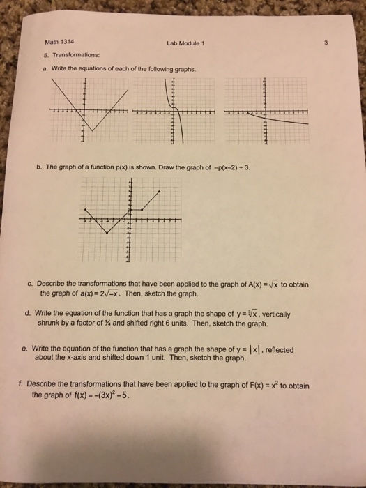 Solved Write the equations of each of the following graphs. | Chegg.com