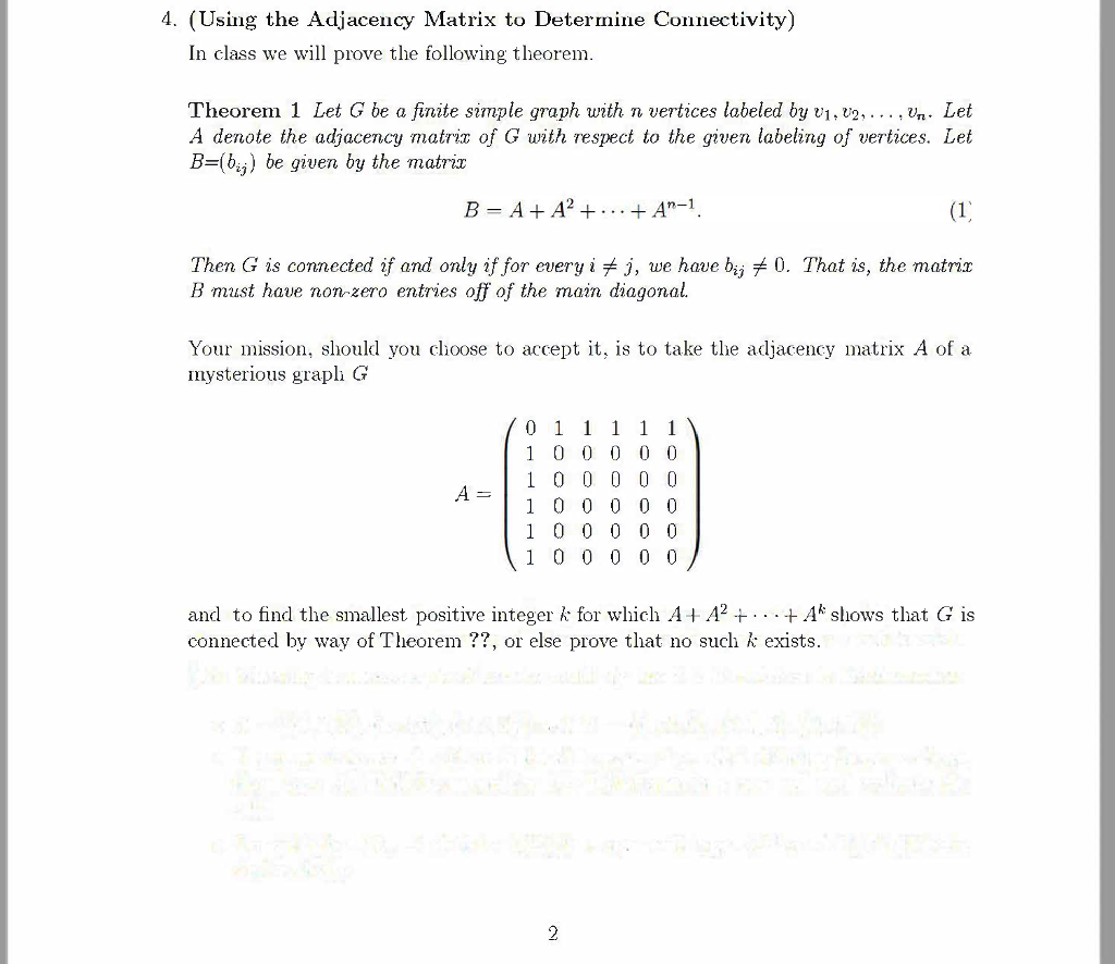 Solved 4 Using The Adjacency Matrix To Determine Chegg Com   PhpiPQFSm 